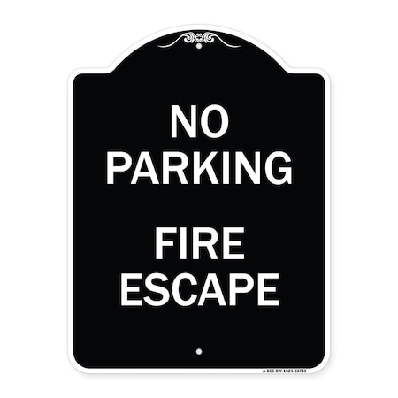 Signmission No Parking Fire Hydrant W/ Graphic Heavy-Gauge Aluminum Architectural Sign, 24" x 18", BW-1824-23742 A-DES-BW-1824-23742
